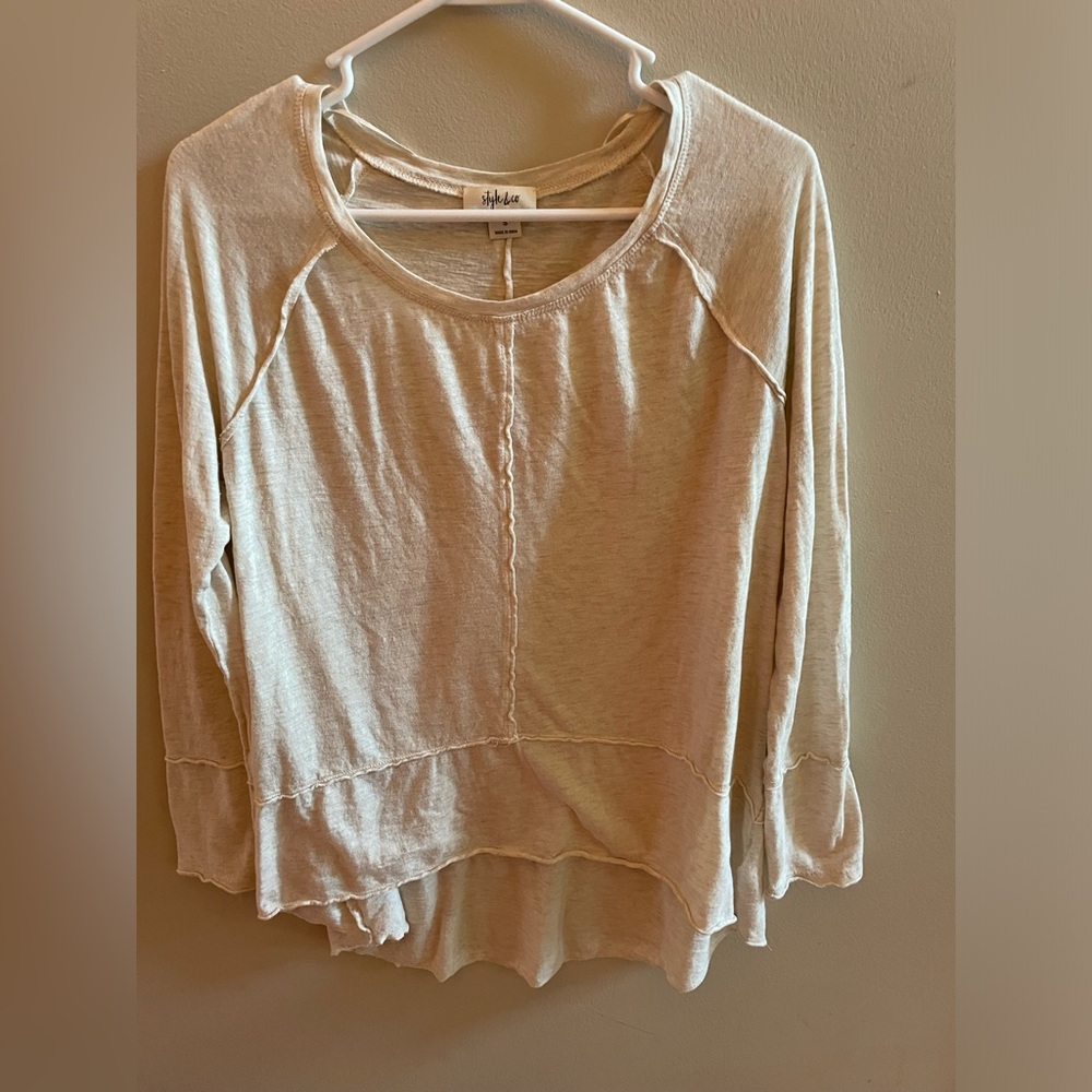 Style & Co Crew neck cream top
